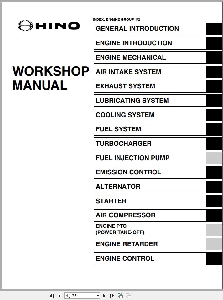 HINO Truck Engine J08E VB VC WU All Series Workshop Manuals 2019 EN 2