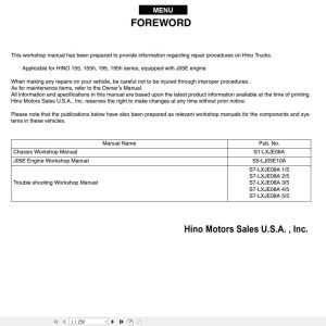 HINO Truck Engine LXJE08A All Series Workshop Manuals 2008 EN 1