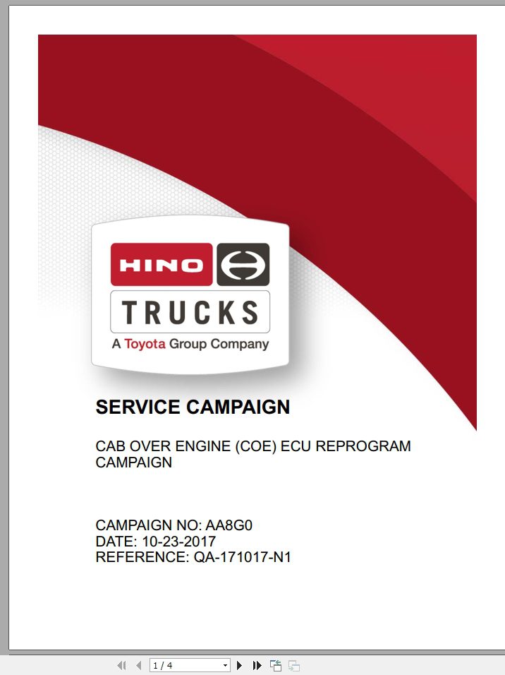 HINO Truck Recall Champaign All Series 2019 EN 2