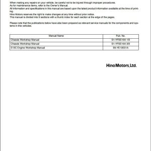 Hino Transmission Steering 700 Brake Direccion Suspension Workshop Manual 1