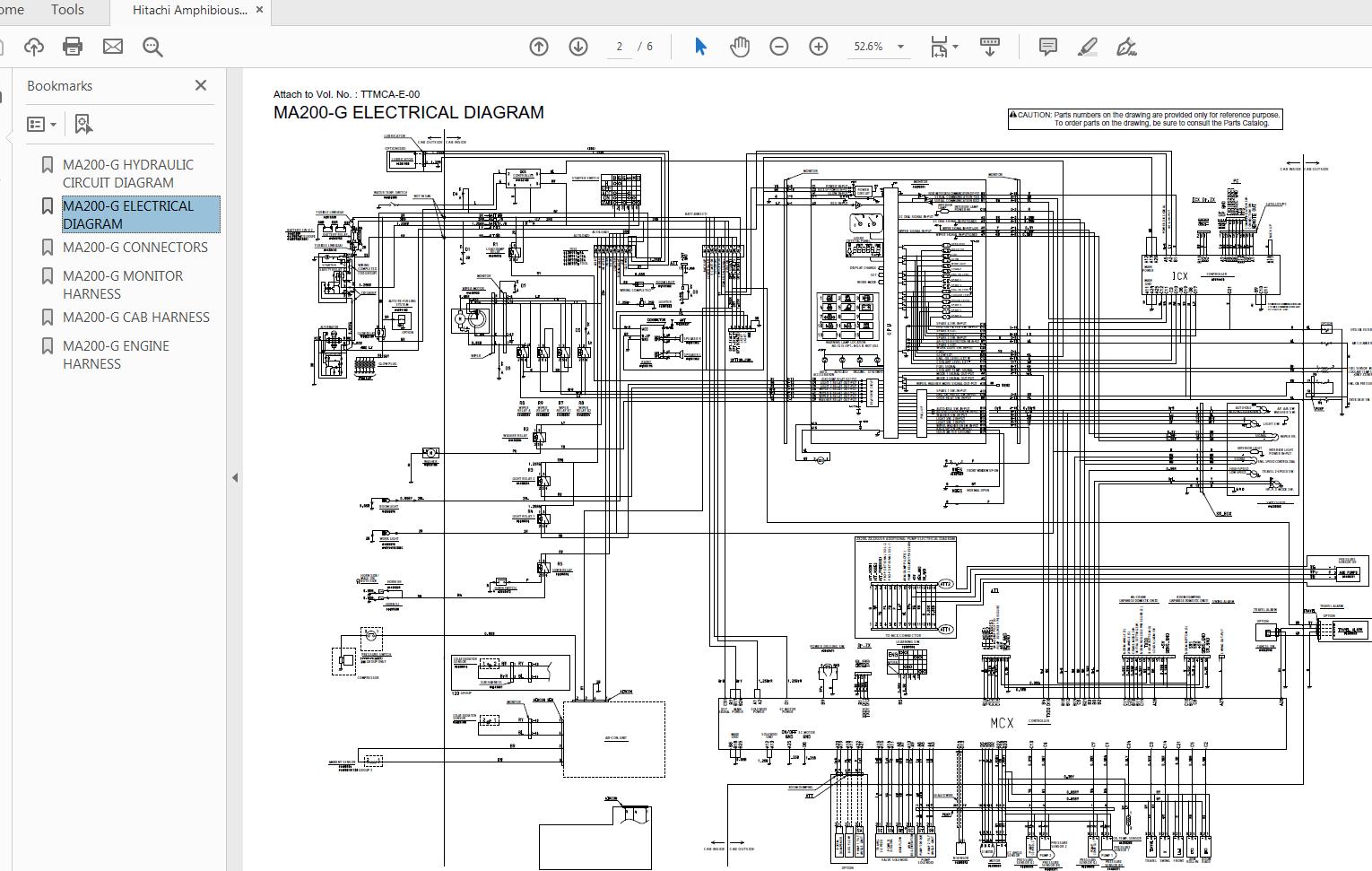 Hitachi Amphibious Excavators MA200 G Circuit Diagram 1
