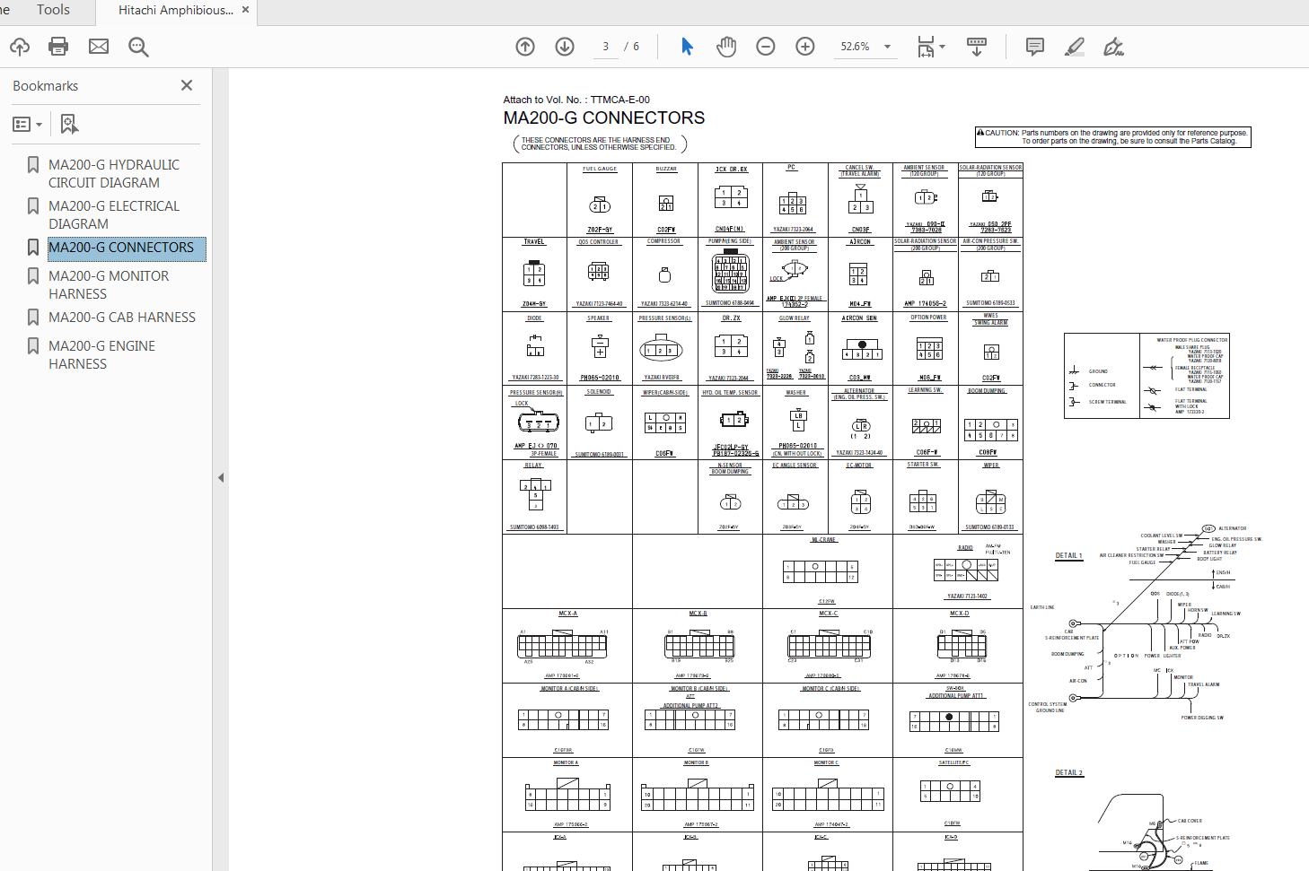 Hitachi Amphibious Excavators MA200 G Circuit Diagram 2