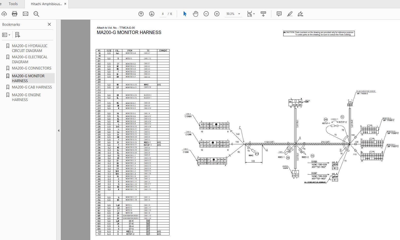 Hitachi Amphibious Excavators MA200 G Circuit Diagram 3