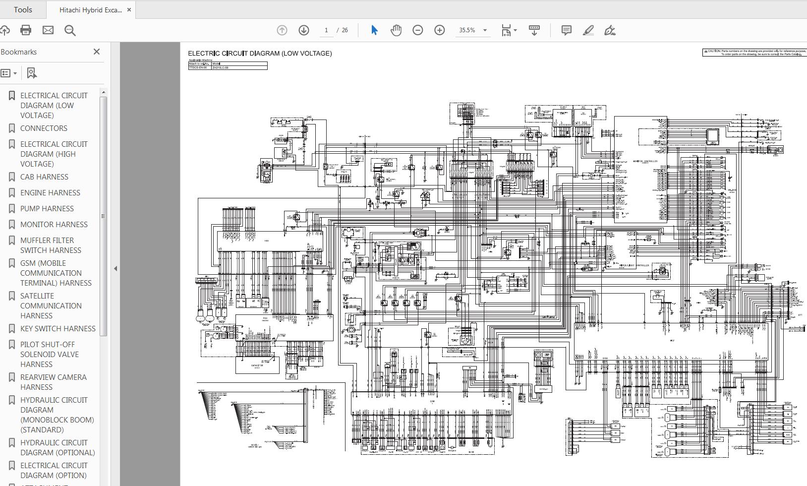 Hitachi Hybrid Excavator ZH210LC 5B Electrical Circuit Diagram TTDCS EN 00 1