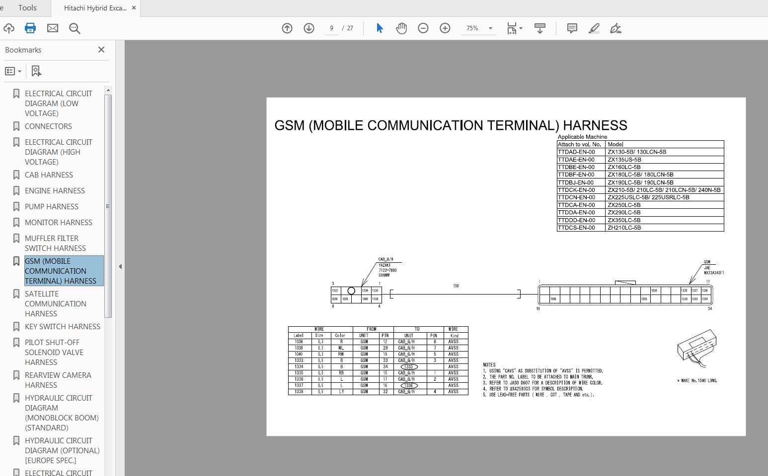 Hitachi Hybrid Excavator ZH210LC 5B Electrical Circuit Diagram TTDCS EN 0020160531 3