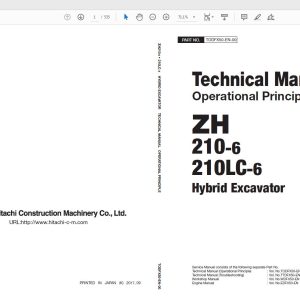 Hitachi Hybrid Excavator ZH210 210LC 6 Technical Manual TODFX50 EN 00 1
