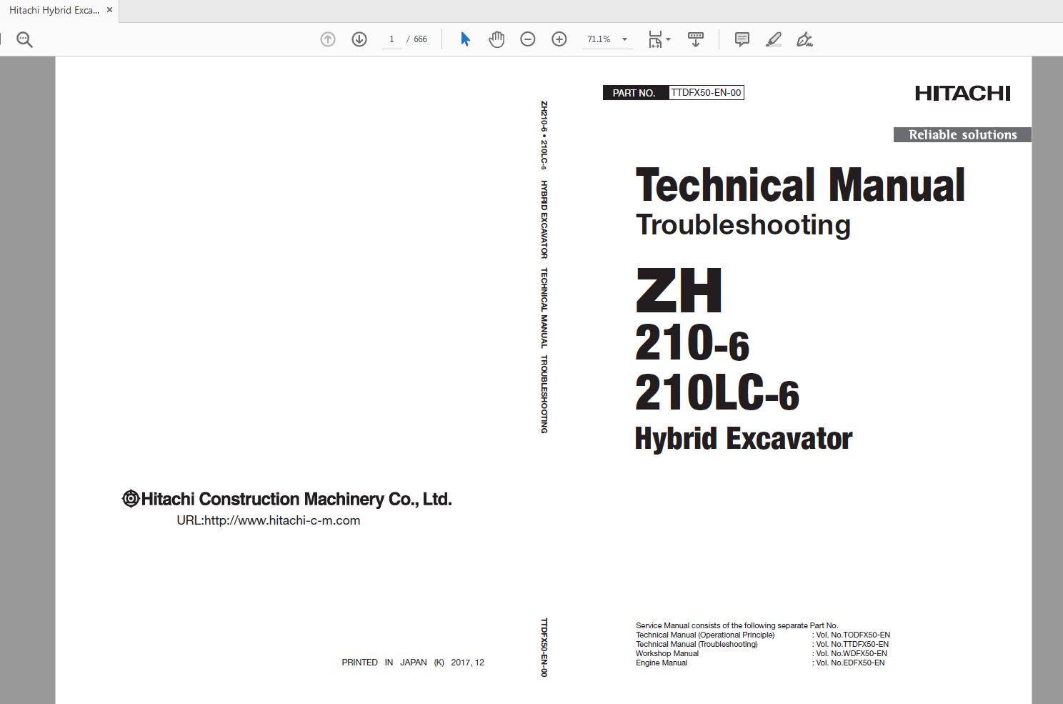 Hitachi Hybrid Excavator ZH210 210LC 6 Technical Manual TTDFX50 EN 00 1