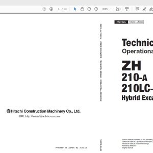 Hitachi Hybrid Excavator ZH210 210LC A Technical Manual TODCF EN 0020140714 1