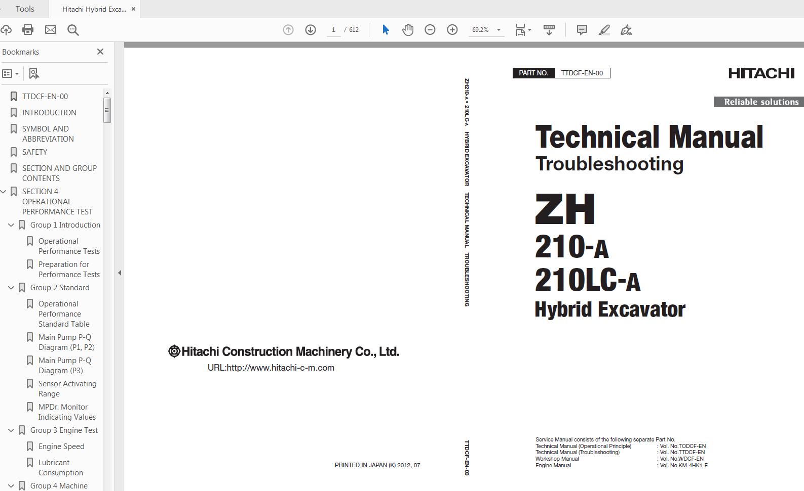 Hitachi Hybrid Excavator ZH210 210LC A Technical Manual TTDCF EN 0020140806 1
