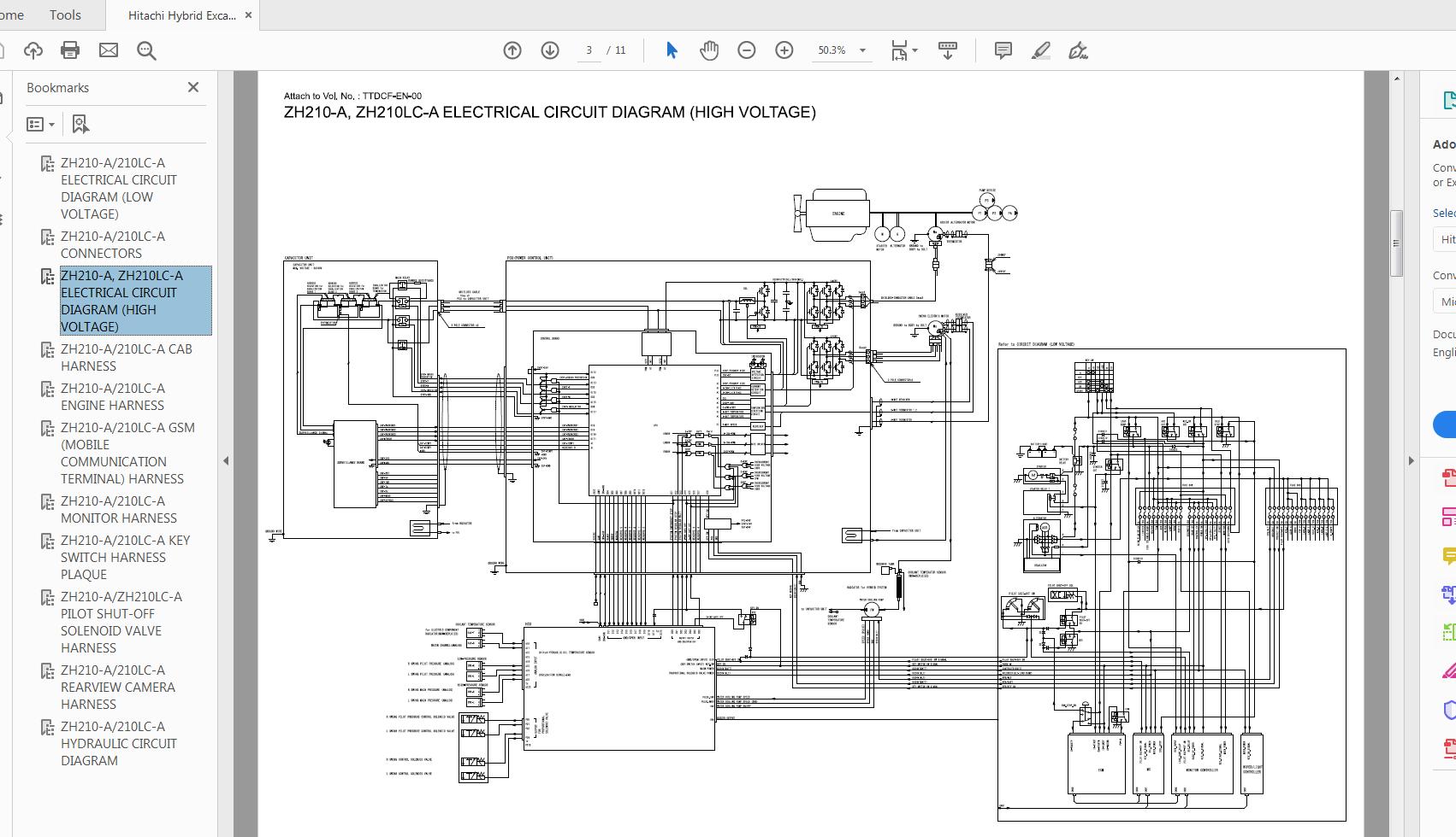 Hitachi Hybrid Excavator ZH21 210LC A Electrical Circuit Diagram TTDCF EN 0020121115 1
