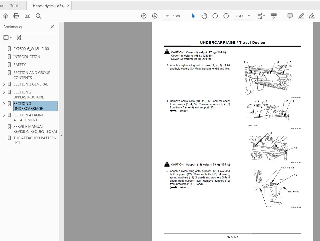 Hitachi Hydraulic Exacavator EX2500 6 Workshop Manual W18L E 0020131204 3