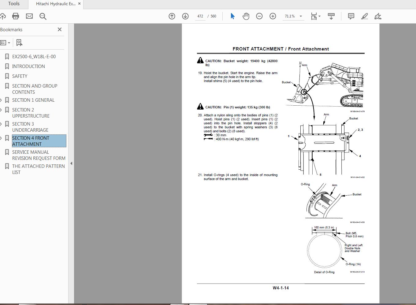 Hitachi Hydraulic Exacavator EX2500 6 Workshop Manual W18L E 0020131204 4