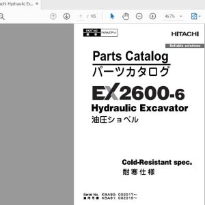 Hitachi Hydraulic Exacavator EX2600 6 Parts Catalog PKBA OP1 1 1