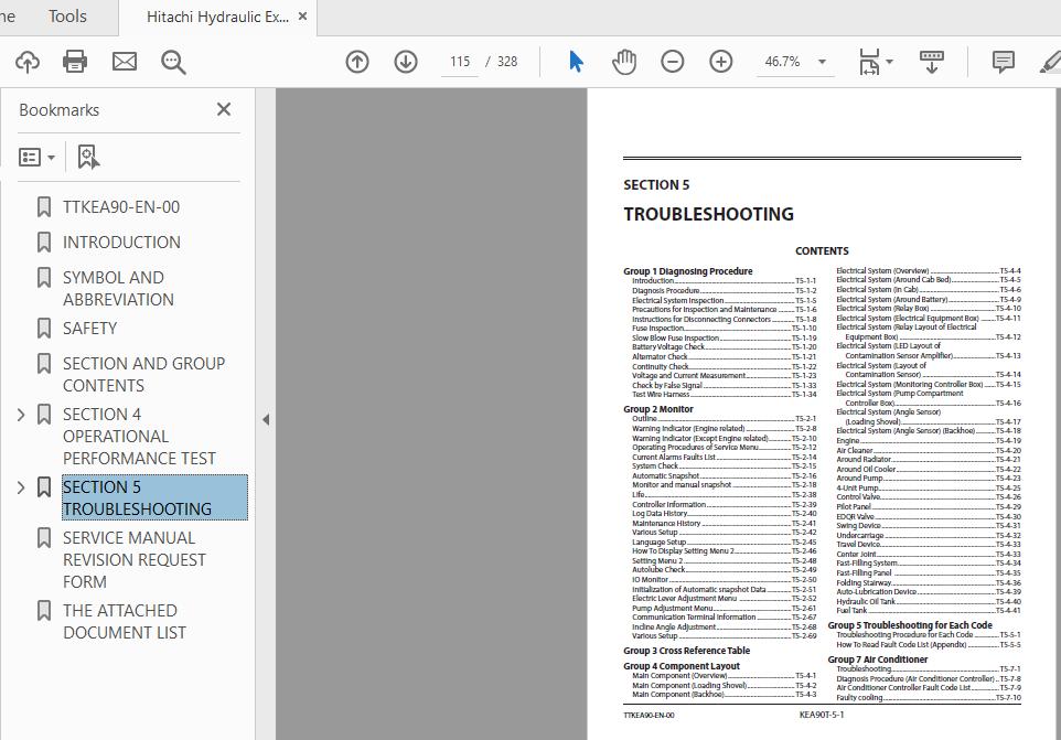 Hitachi Hydraulic Exacavator EX2600 7 Technical Manual TTKEA90 EN 00 3