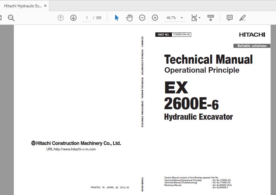 Hitachi Hydraulic Exacavator EX2600E 6 Technical Manual TOKBB EN 00 1