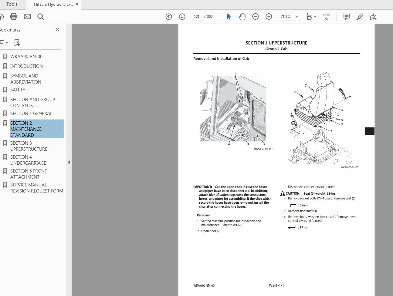 Hitachi Hydraulic Excavator EX1200 7 Workshop Manual WKAA90 EN 00 3