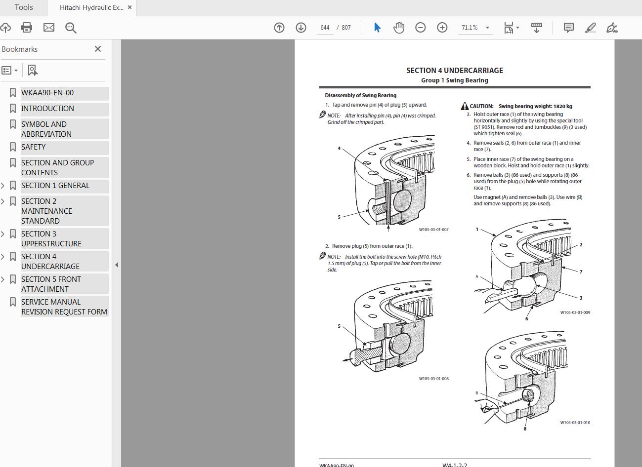 Hitachi Hydraulic Excavator EX1200 7 Workshop Manual WKAA90 EN 00 4