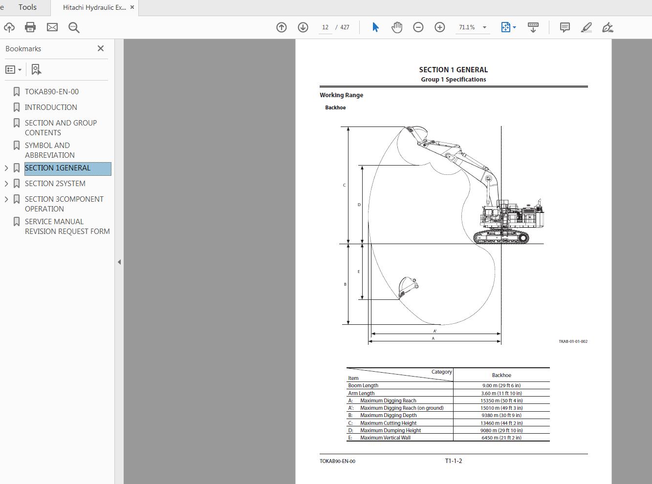 Hitachi Hydraulic Excavator EX1200 7B Technical Manual TOKAB90 EN 00 2