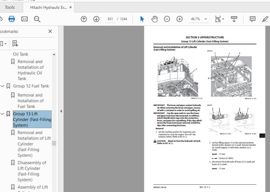Hitachi Hydraulic Excavator EX2600 7B Workshop Manual WKEB91 EN 00 3 1