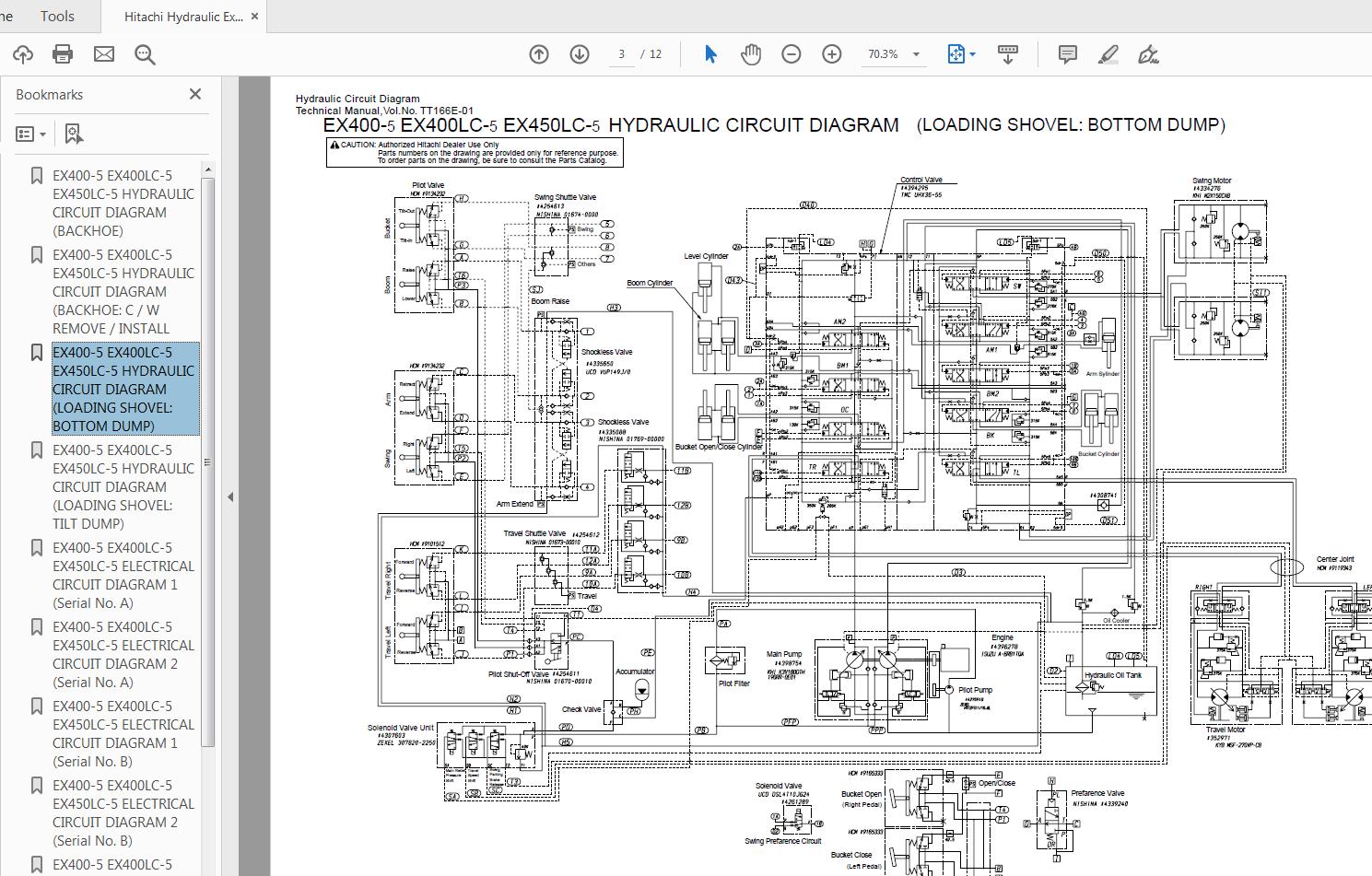 Hitachi Hydraulic Excavator EX400 EX400LC EX450LC 5 Circuit Diagram 1