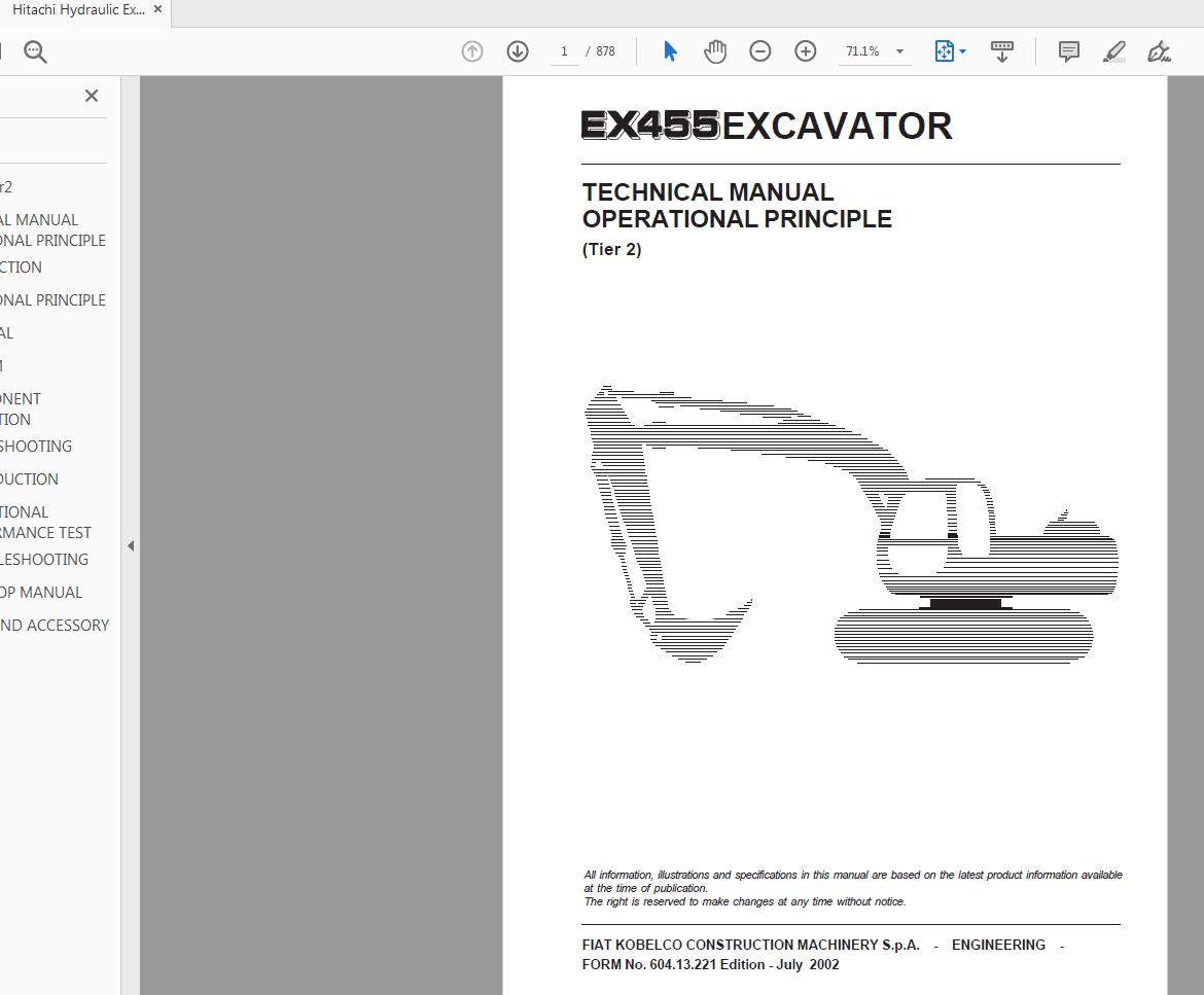 Hitachi Hydraulic Excavator EX455 Technical Manual Operational Princible Tier 2 1