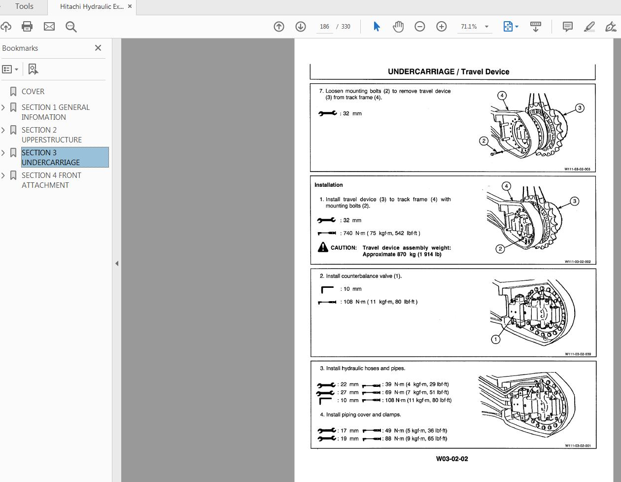 Hitachi Hydraulic Excavator EX550 EX550 3 Workshop Manual KM 116E 3