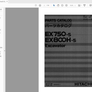 Hitachi Hydraulic Excavator EX750 EX800H 5 Parts Catalog P17C 1 3 1
