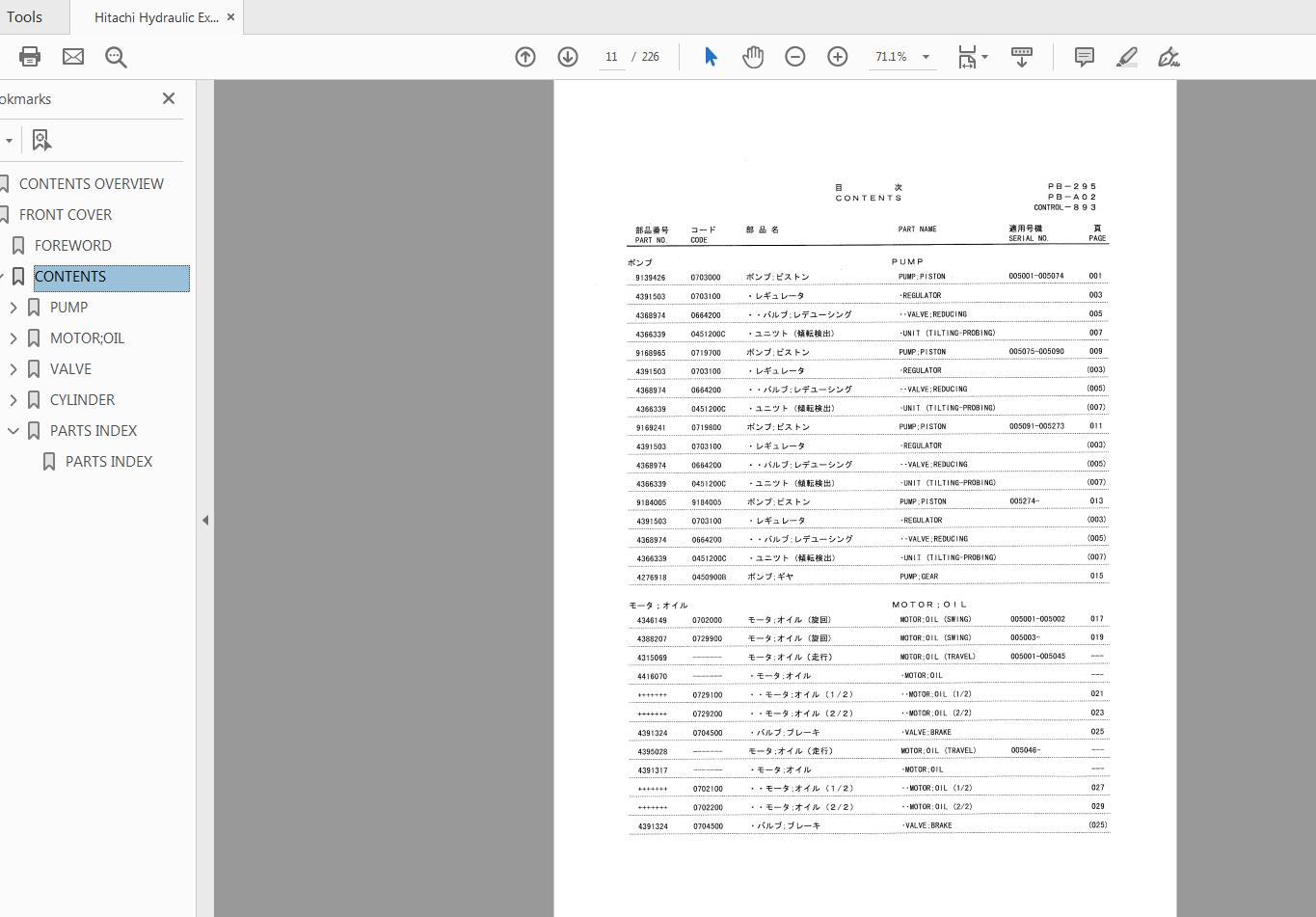 Hitachi Hydraulic Excavator EX750 EX800H 5 Parts Catalog P17C EI 3 2