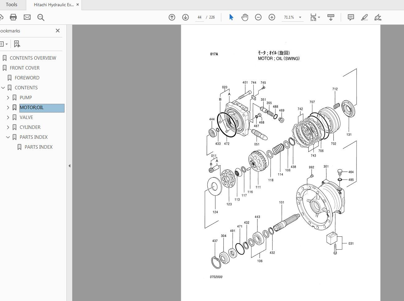 Hitachi Hydraulic Excavator EX750 EX800H 5 Parts Catalog P17C EI 3 3