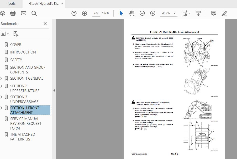 Hitachi Hydraulic Excavator EX8000 6 Workshop Manual W18P E 0020160412 4