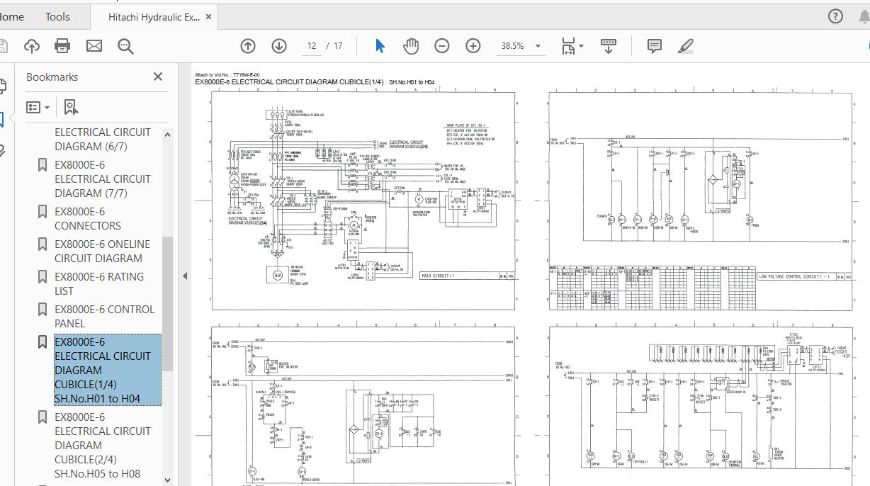 Hitachi Hydraulic Excavator EX8000E 6 Electrical Circuit Diagram TT18W E 00 3