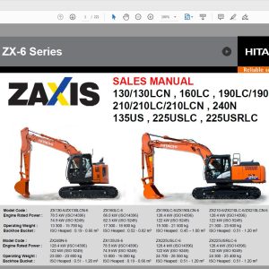 Hitachi Hydraulic Excavator ZX 6 Series 130 to 225 PS EN256EU Sales Manual 1