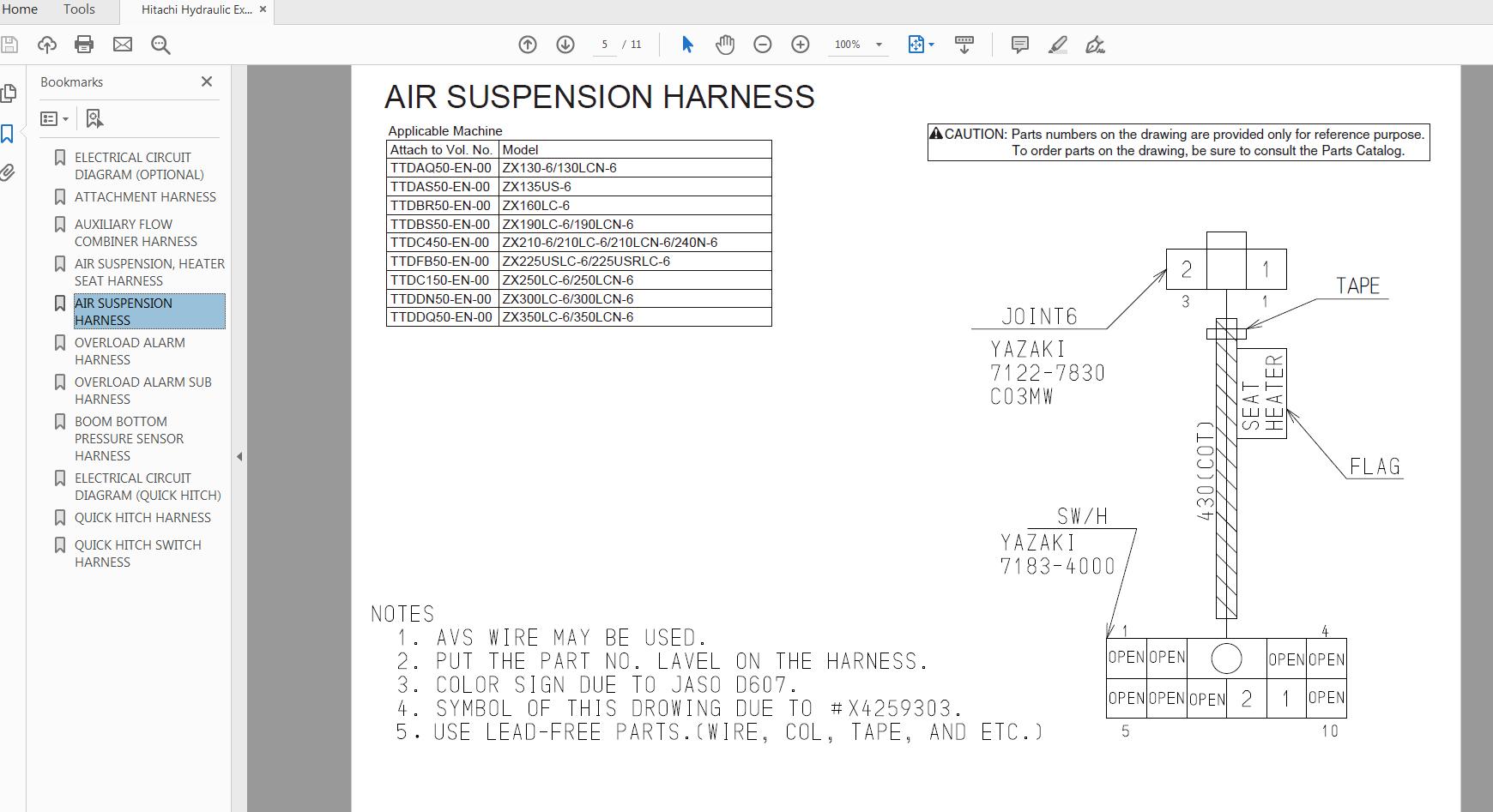 Hitachi Hydraulic Excavator ZX160LC 6 Technical Workshop Manual Circuit Diagram 3