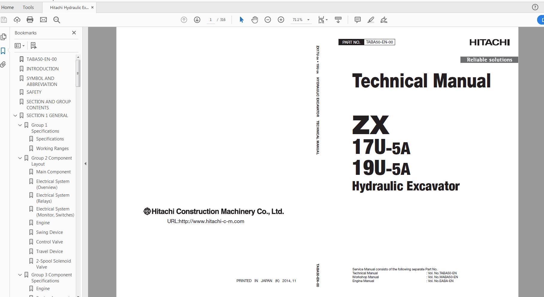 Hitachi Hydraulic Excavator ZX17U 19U 5A Technical Workshop Manual Circuit Diagram 2