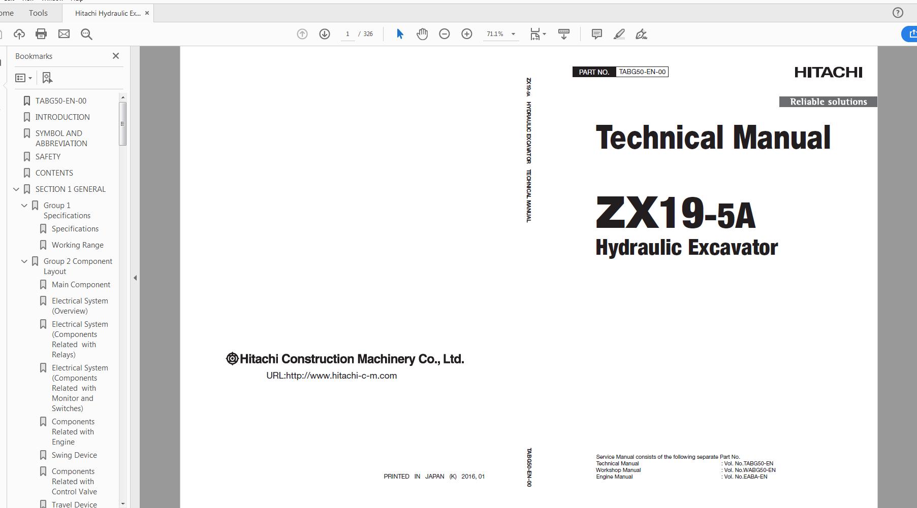 Hitachi Hydraulic Excavator ZX17U 19U 5A Technical Workshop Manual Circuit Diagram 6