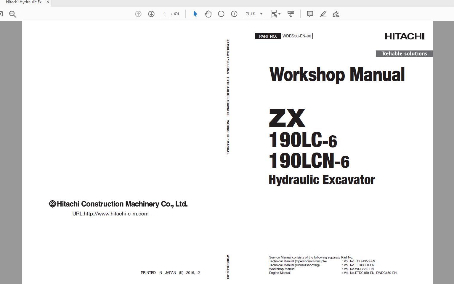 Hitachi Hydraulic Excavator ZX190LC 190LCN 6 Technical Workshop Manual Circuit Diagram 5