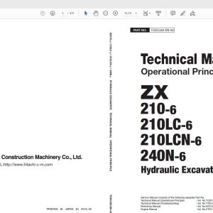 Hitachi Hydraulic Excavator ZX210 210LC 210LCN 240N 6 Technical Workshop Manual Circuit Diagram 1