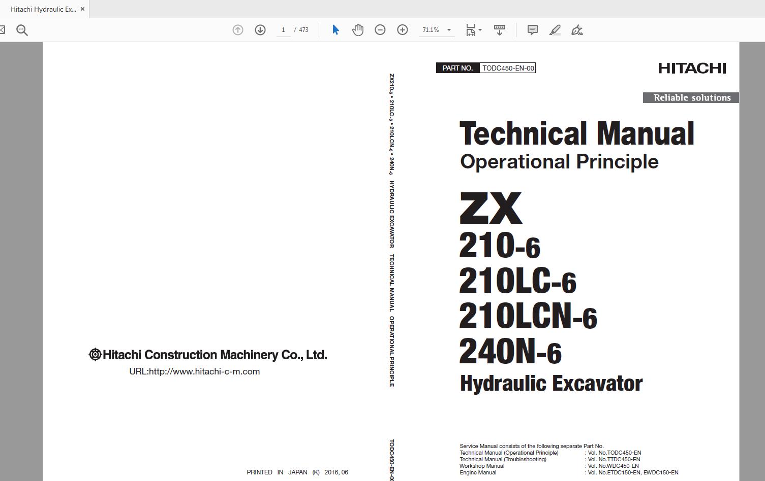 Hitachi Hydraulic Excavator ZX210 210LC 210LCN 240N 6 Technical Workshop Manual Circuit Diagram 1
