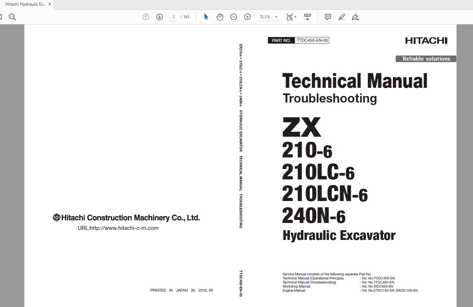 Hitachi Hydraulic Excavator ZX210 210LC 210LCN 240N 6 Technical Workshop Manual Circuit Diagram 3