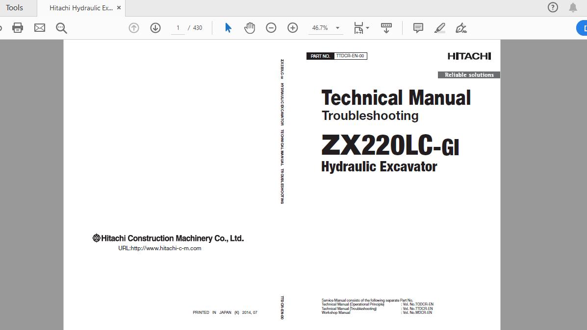 Hitachi Hydraulic Excavator ZX220LC GI TTDCR EN 00 Technical ManualTroubleshooting 1