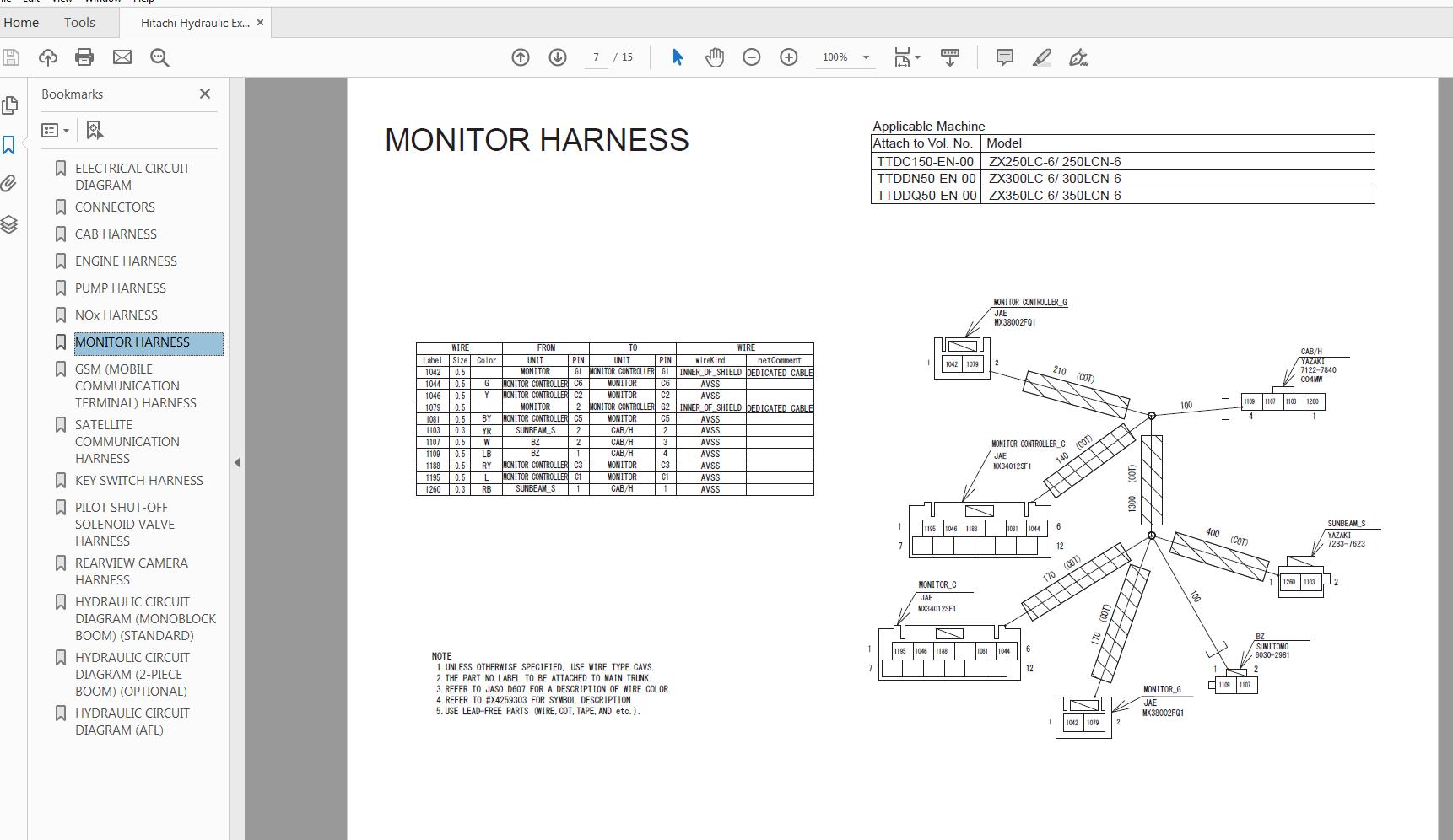 Hitachi Hydraulic Excavator ZX300LC 300LCN 6 Technical Workshop Manual Circuit Diagram 3