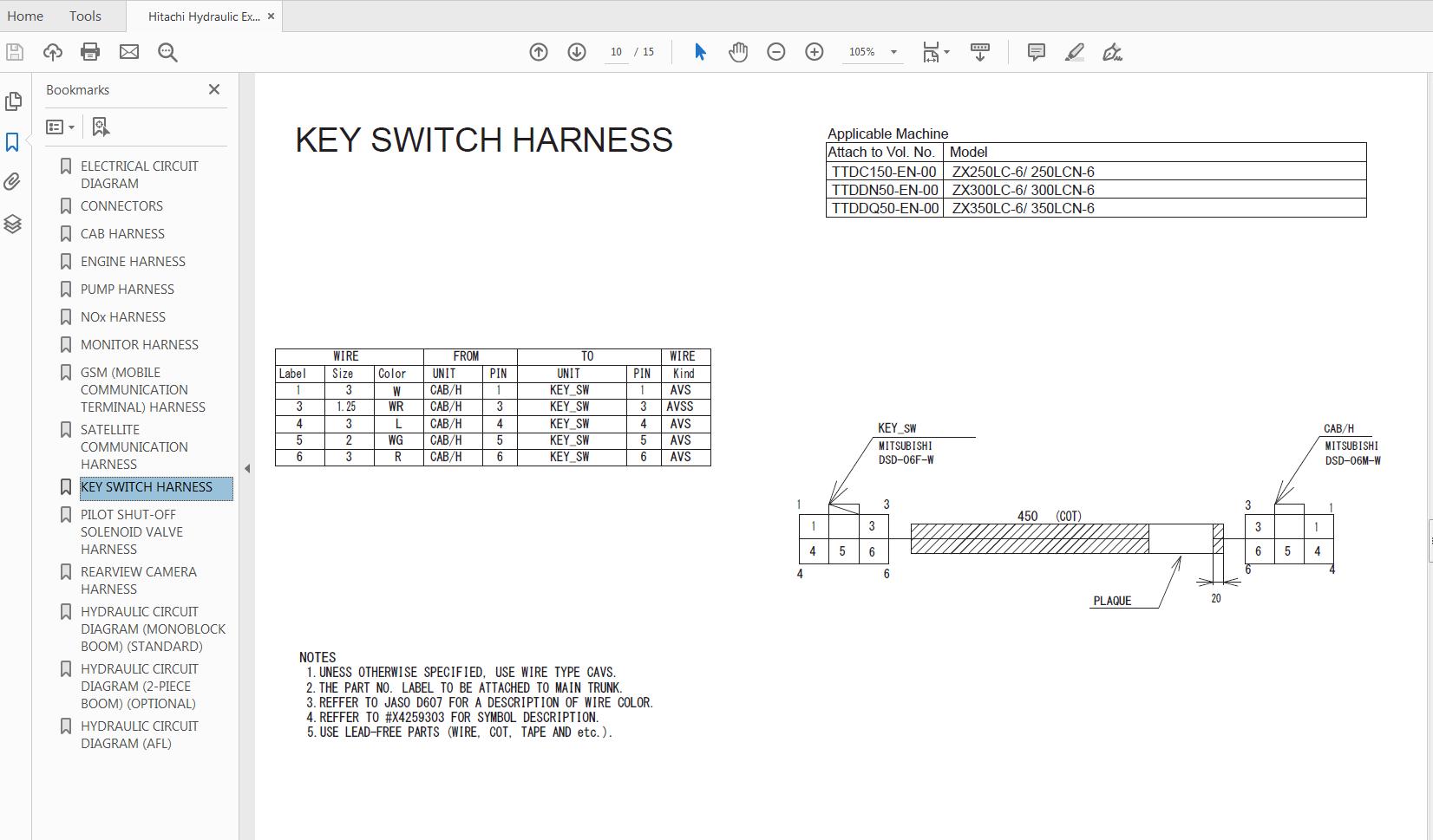 Hitachi Hydraulic Excavator ZX300LC 300LCN 6 Technical Workshop Manual Circuit Diagram 5