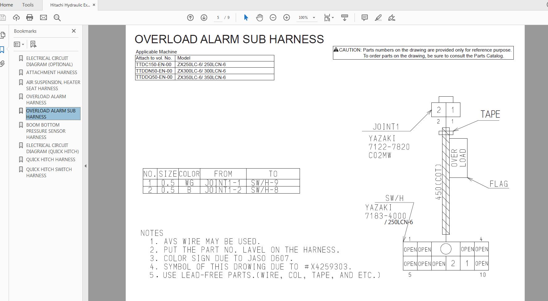 Hitachi Hydraulic Excavator ZX350LC 350LCN 6 Technical Workshop Manual Circuit Diagram 4