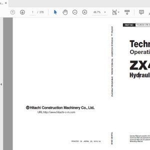 Hitachi Hydraulic Excavator ZX470LC 5G TOJAC91 EN 00 Technical Manual OP 1