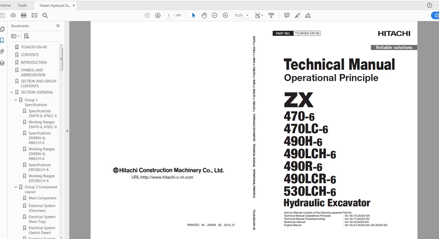Hitachi Hydraulic Excavator ZX470 490 530 6 Series Technical Workshop Manual Circuit Diagram 1 1