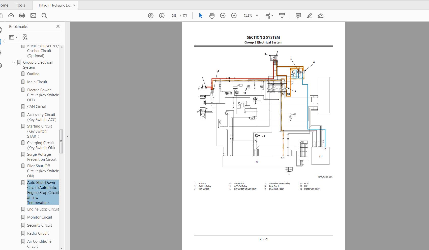 Hitachi Hydraulic Excavator ZX470 490 530 6 Series Technical Workshop Manual Circuit Diagram 2