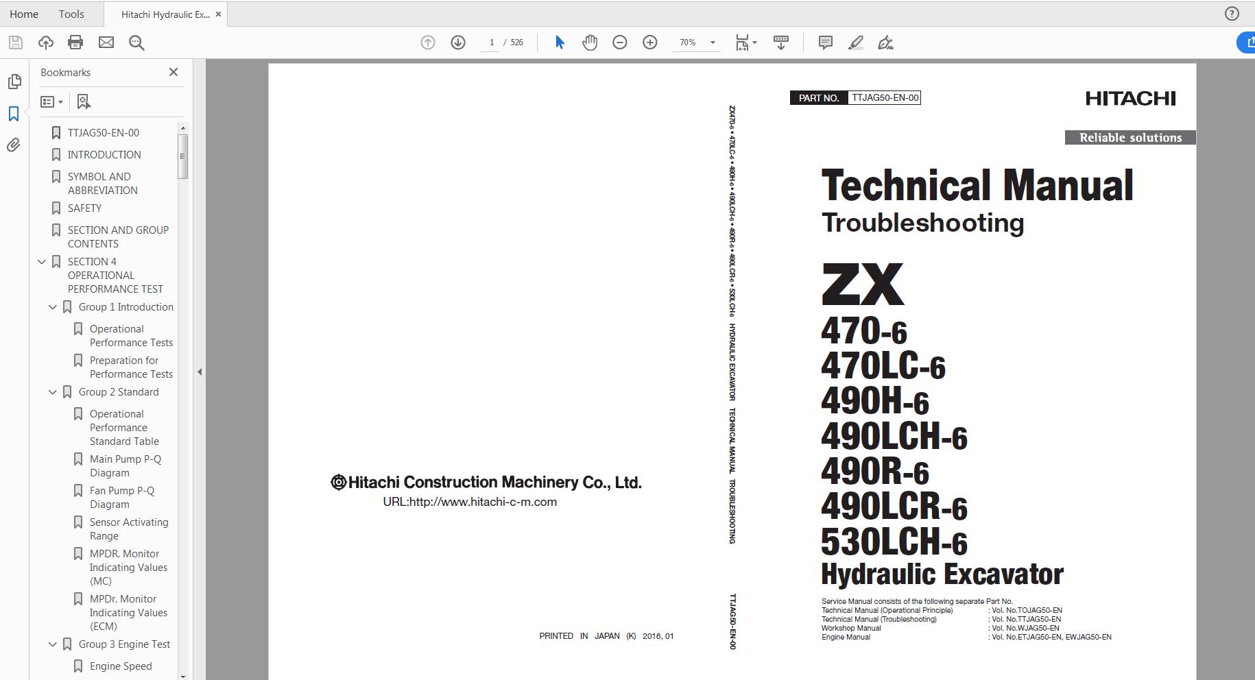 Hitachi Hydraulic Excavator ZX470 490 530 6 Series Technical Workshop Manual Circuit Diagram 3
