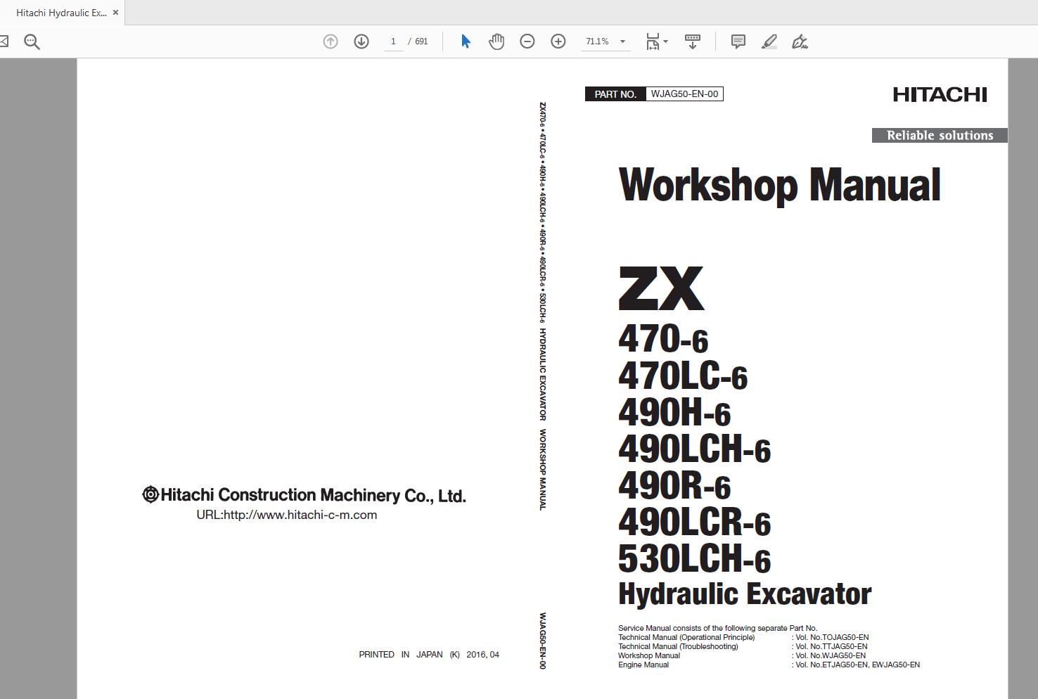 Hitachi Hydraulic Excavator ZX470 490 530 6 Series Technical Workshop Manual Circuit Diagram 5 1