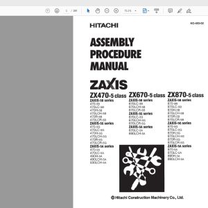 Hitachi Hydraulic Excavator ZX470 670 870 5 Class KO 493 02 Assembly Procedure Manual 1 1