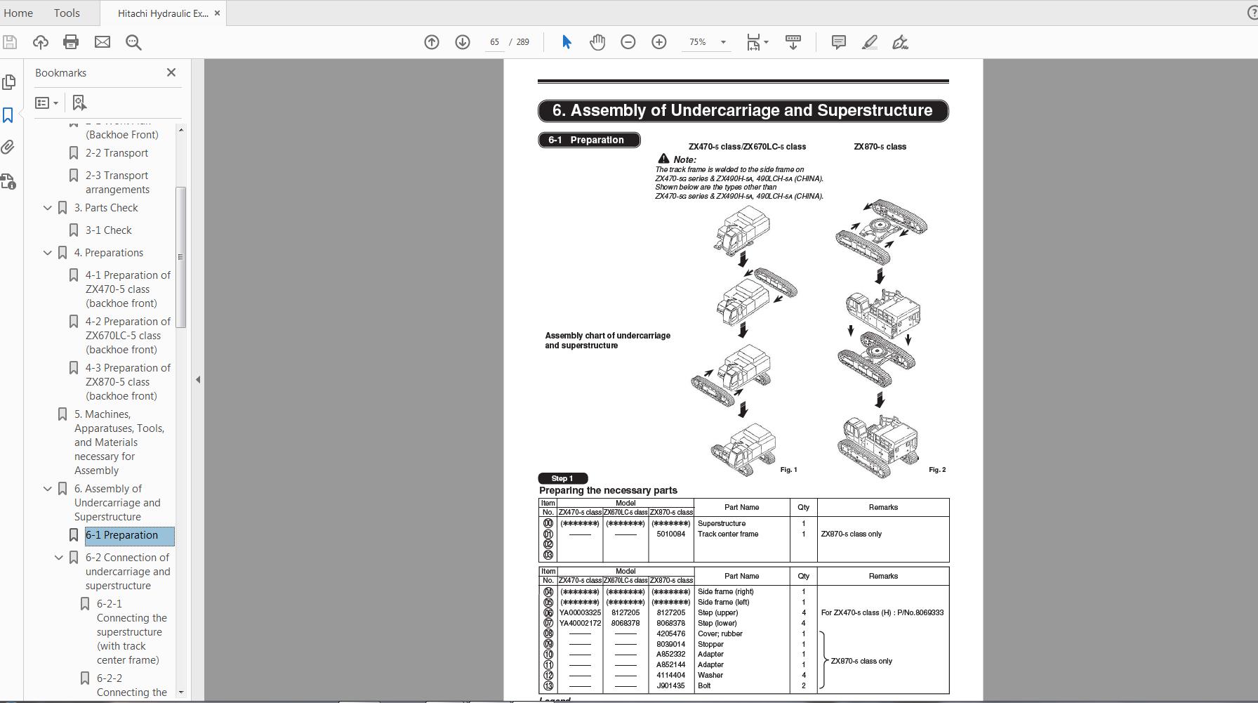Hitachi Hydraulic Excavator ZX470 670 870 5 Class KO 493 02 Assembly Procedure Manual 3 1